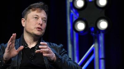 Tesla and SpaceX Chief Executive Officer Elon Musk speaks at the SATELLITE Conference and Exhibition in Washington.