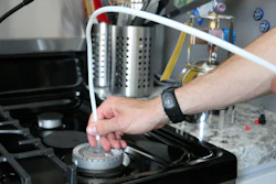 In this 2022 image provided by PSE Healthy Energy, a gas stove is tested for benzene in California.