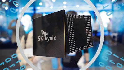 A logo of SK Hynix is seen at Korea Electronics Show in Seoul, South Korea, on Oct. 8, 2019.
