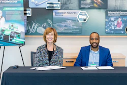Susan Hubbard, ORNL’s deputy for science and technology, and Ricardo Marc-Antoni Duncanson, founder of Marc-Antoni Racing, celebrated the company's licensing of ORNL-developed technologies during an event Oct. 17.