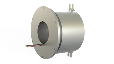 A washdown slip ring with through-hole.