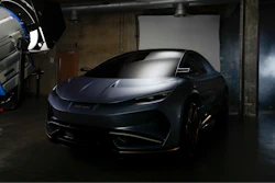 The Aehra new electric vehicle is lit on a set for a photo shoot in Milan, Italy, Thursday, Oct. 20, 2022.