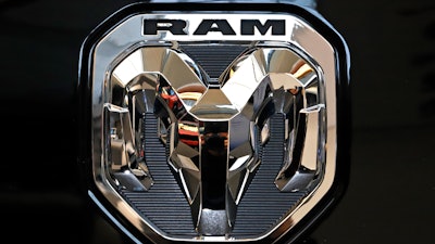 This is the 2020 Ram truck logo on display at the 2020 Pittsburgh International Auto Show Thursday, Feb.13, 2020 in Pittsburgh.