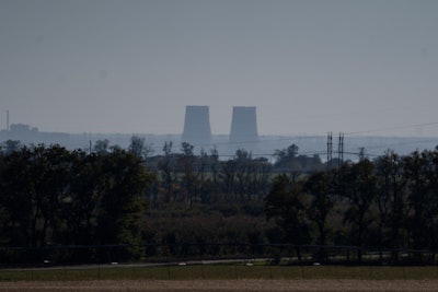 Zaporizhzhia nuclear power plant is seen from around twenty kilometers away in an area in the Dnipropetrovsk region, Ukraine, Monday, Oct. 17, 2022.