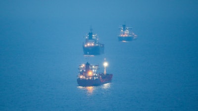 Oil tanker ships are anchored at the Black Sea near the Bosphorus strait in Istanbul, Turkey, Thursday, Dec. 15, 2022.