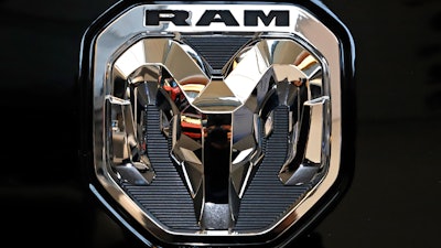 This is the 2020 Ram truck logo on display at the 2020 Pittsburgh International Auto Show Thursday, Feb.13, 2020 in Pittsburgh. Stellantis is recalling nearly 250,000 heavy duty diesel Ram trucks in the U.S., Thursday, Nov. 17, 2022 because transmission fluid can leak and cause engine fires. The recall covers certain 2020 to 2023 Ram 2500 and some 2020 through 2022 Ram 3500 trucks.