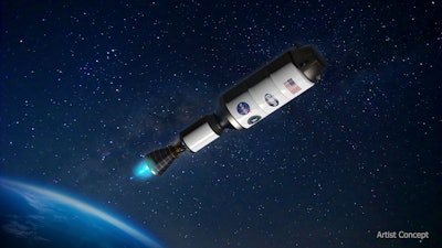 Artist concept of Demonstration for Rocket to Agile Cislunar Operations (DRACO) spacecraft, which will demonstrate a nuclear thermal rocket engine.