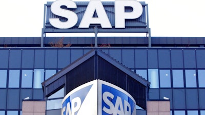 The headquarters of German software maker SAP in Walldorf near Heidelberg in this Nov. 5, 2003 file photo.