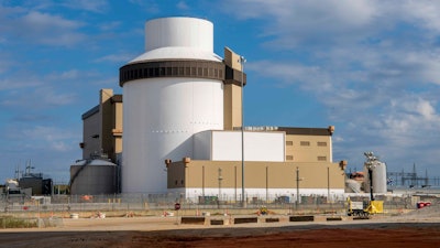In this image provided by Georgia Power, the outside of the Unit 3 reactor containment building at Plant Vogtle in Waynesboro, Ga., is shown on Oct. 13, 2022.
