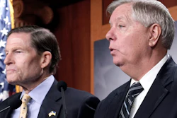 Sen. Lindsey Graham, R-S.C., right, Sen. Richard Blumenthal, D-Conn., left, speak during a news conference on legislation labeling the Russian Wagner Group as one of the Foreign Terrorist Organizations, Thursday, Feb. 16, 2023, on Capitol Hill in Washington.