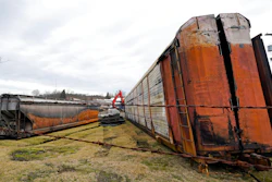 Some of the railcars that derailed Friday night when a Norfolk Southern freight train derailed are in the process of being cleaned up on Thursday, Feb. 9, 2023 in East Palestine, Ohio.