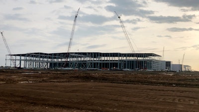 Construction continues on the plant, part of a $5.6 billion joint project by Ford Motor Co. and battery maker SK on Friday, March 24, 2023 in Stanton, Tenn. Ford says its new assembly plant being built in western Tennessee will be able to build up to 500,000 electric pickup trucks per year at full production.