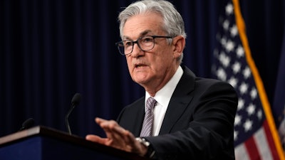 Federal Reserve Chairman Jerome Powell during a news conference in Washington, May 3, 2023.