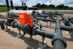 Natural gas arrives from the north along an underground 24-inch pipeline to Spire's Laclede/Lange Delivery Station in north St. Louis County on July 8, 2021.