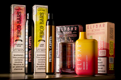 Elf Bar and Esco Bar disposable vaping devices are displayed, Monday, June 26, 2023, in Washington.