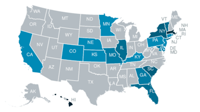 FBT-generated US map indicating states with currently proposed “Right to Repair” legislation.