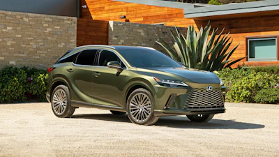 This photo provided by Lexus shows the 2023 RX 350h. The RX 350h is the hybrid version of the RX midsize SUV. It gets an EPA-estimated 36 mpg to go along with its smooth ride and luxurious cabin.
