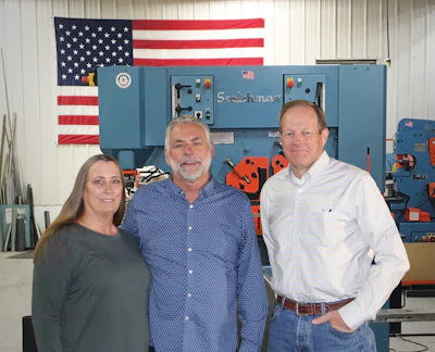 (Left to right) Karen and Jerry Kroetch of Scotchman Industries and Kevin Allen of Steelmax Tools