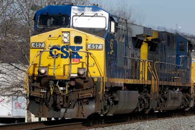 A CSX freight train passes through Homestead, Pa., Monday, Feb. 12, 2018.