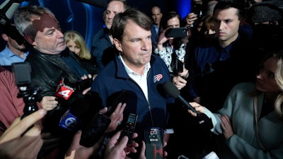 Jim Farley, President and Chief Executive Officer, Ford Motor Company speaks to reporters about the UAW contract talks at the North American International Auto Show in Detroit, Wednesday, Sept. 13, 2023.