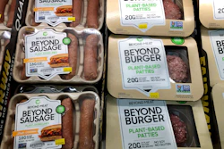 Packages of Beyond Meat's Beyond Burgers and Beyond Sausage, are shown in this photo, in New York, on April 29, 2021.