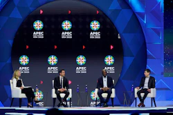 From left, Emerson Collective founder Laurene Powell-Jobs, Meta CPO Chris Cox, Google SVP James Manyika and OpenAI CEO Sam Altman at the Asia-Pacific Economic Cooperation CEO Summit, San Francisco, Nov. 16, 2023.