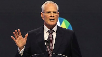 ExxonMobil CEO Darren Woods speaks during a talk titled Reframing the Climate Challenge: Keep the Energy, Reduce the Emissions during the Asia-Pacific Economic Cooperation (APEC) CEO Summit held at Moscone Center in San Francisco, Wednesday, Nov. 15, 2023.