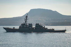 The guided-missile destroyer USS Carney in Souda Bay, Greece.