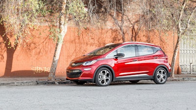 This photo provided by Edmunds shows a 2017 Chevrolet Bolt EV.