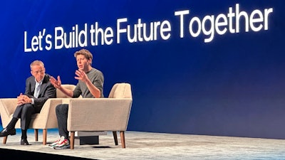OpenAI Sam Altman, right, discusses the need for more chips designed for artificial intelligence with Intel CEO Pat Gelsinger on Wednesday, Feb. 21, 2024, during a conference in San Jose, Calif.