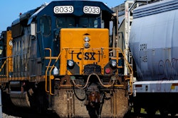 A CSX train engine sits idle on tracks in Philadelphia, Wednesday, Sept. 14, 2022.