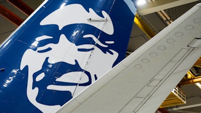 An Alaska Airlines aircraft sits in the airline's hangar at Seattle-Tacoma International Airport Wednesday, Jan. 10, 2024, in SeaTac, Wash.