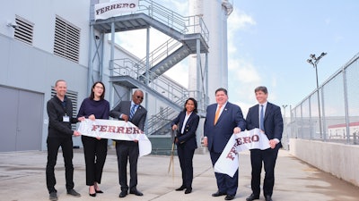 Ribbon-cutting ceremony at Ferrero's new chocolate processing facility, Bloomington, Ill., May 7, 2024.