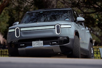 A Rivian sports-utility vehicle is seen on display in Austin, Texas.