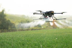 Drone spraying Herbicide.