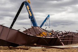 Twisted girders and debris cover the ground the day after a deadly structure collapse at a construction site near the Boise Airport.