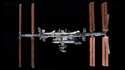 This photo provided by NASA, taken from the SpaceX Crew Dragon Endeavour, shows the International Space Station.