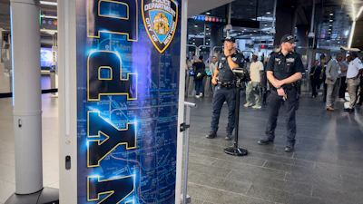 Gun detection machines are tested at the Fulton Street transit station.