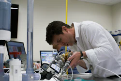 BiVACOR Total Artificial Heart attached to Mock Circulation Loop for Pump Hydraulics Performance Testing with Daniel Timms, PhD, Founder & CTO.