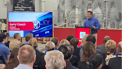 Toyota Kentucky President Kerry Creech speaks at event announcing the launch of 4T Academy in Kentucky.