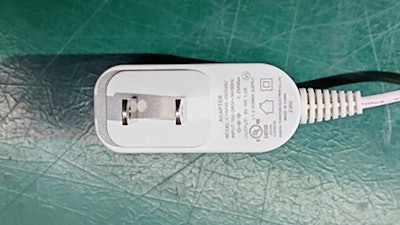 This photo provided by the U.S. Consumer Product Safety Commission shows an example of a power adapter sold with the Rest 1st Generation sound machine being recalled Wednesday, July 3, 2024.