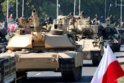 U.S.-made Abrams tanks purchased by Poland take part in a military parade in Warsaw, Poland.