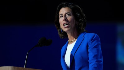 Gina Raimondo, U.S. Secretary of Commerce, speaks during the Democratic National Convention on Aug. 19, 2024, in Chicago.