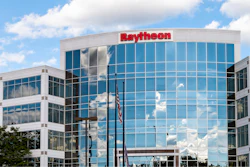 Raytheon corporation corporate office entrance sign in Northern Virginia.