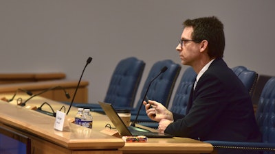 Don Kramer, National Transportation Safety Board engineer, testifies Wednesday, Sept. 25, 2024, at the U.S. Coast Guard Marine Board of Investigation hearing into the June 2023 loss of the Titan submersible, in North Charleston, S.C.