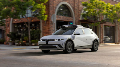 A Hyundai, Waymo vehicle in action.