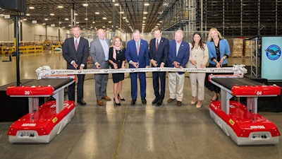 Elected officials and local dignitaries joined Pratt & Whitney on October 1 to celebrate the grand opening of the business’s new 845,000-square-foot facility in Oklahoma City, which is now the business’s largest military engines field location in the world. From L-R: Keith Coleman, Oklahoma Alliance for Economic Development; Greg Treacy, vice president of Pratt & Whitney in Oklahoma City; Jill Albertelli, president of Pratt & Whitney’s Military Engines business; Representative Tom Cole; Lieutenant Governor Matt Pinnell; Councilman Todd Stone Congresswoman Stephanie Bice and Christie Gillenwater, Greater Oklahoma City Chamber.