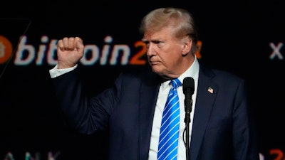 Then Republican presidential candidate former President Donald Trump speaks at the Bitcoin 2024 Conference on July 27, 2024, in Nashville, Tenn.