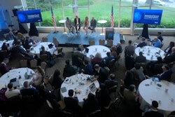 Attendees listen during a panel discussion at the convening of the International Network of AI Safety Institutes at the Golden Gate Club at the Presidio in San Francisco, Wednesday, Nov. 20, 2024.