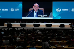 Simon Stiell, United Nations climate chief, speaks during a closing plenary session at the COP29 U.N. Climate Summit, Sunday, Nov. 24, 2024, in Baku, Azerbaijan.